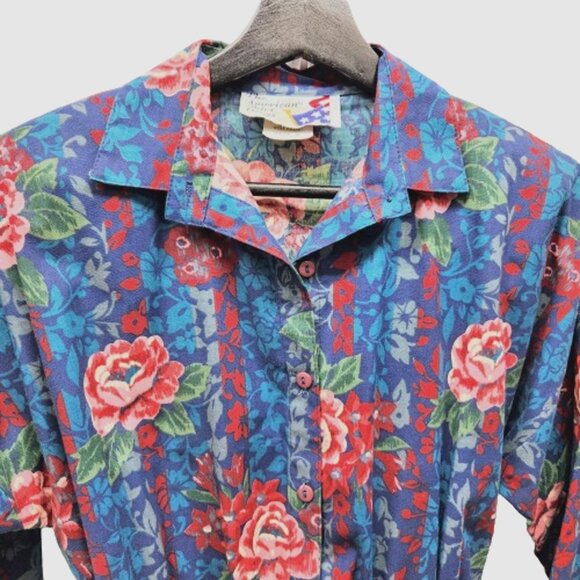 American Shirt Dress size 8, 60's Cotton Dress, buttons to waist, vtg housewife - Picture 3 of 12